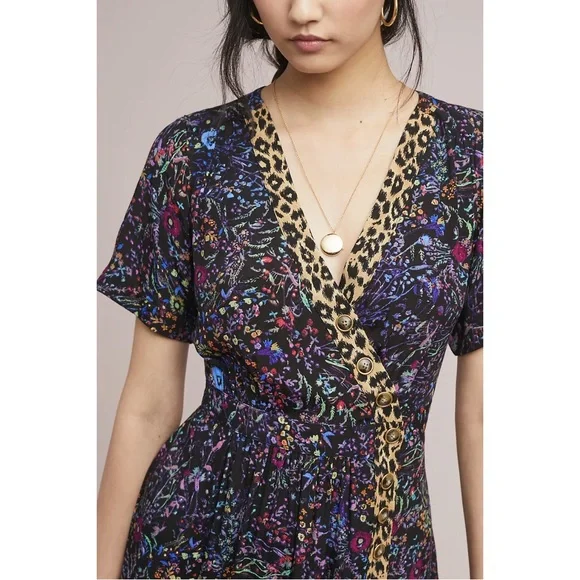 Anthropologie Maeve Morgan floral and leopard midi dress - Picture 2 of 10